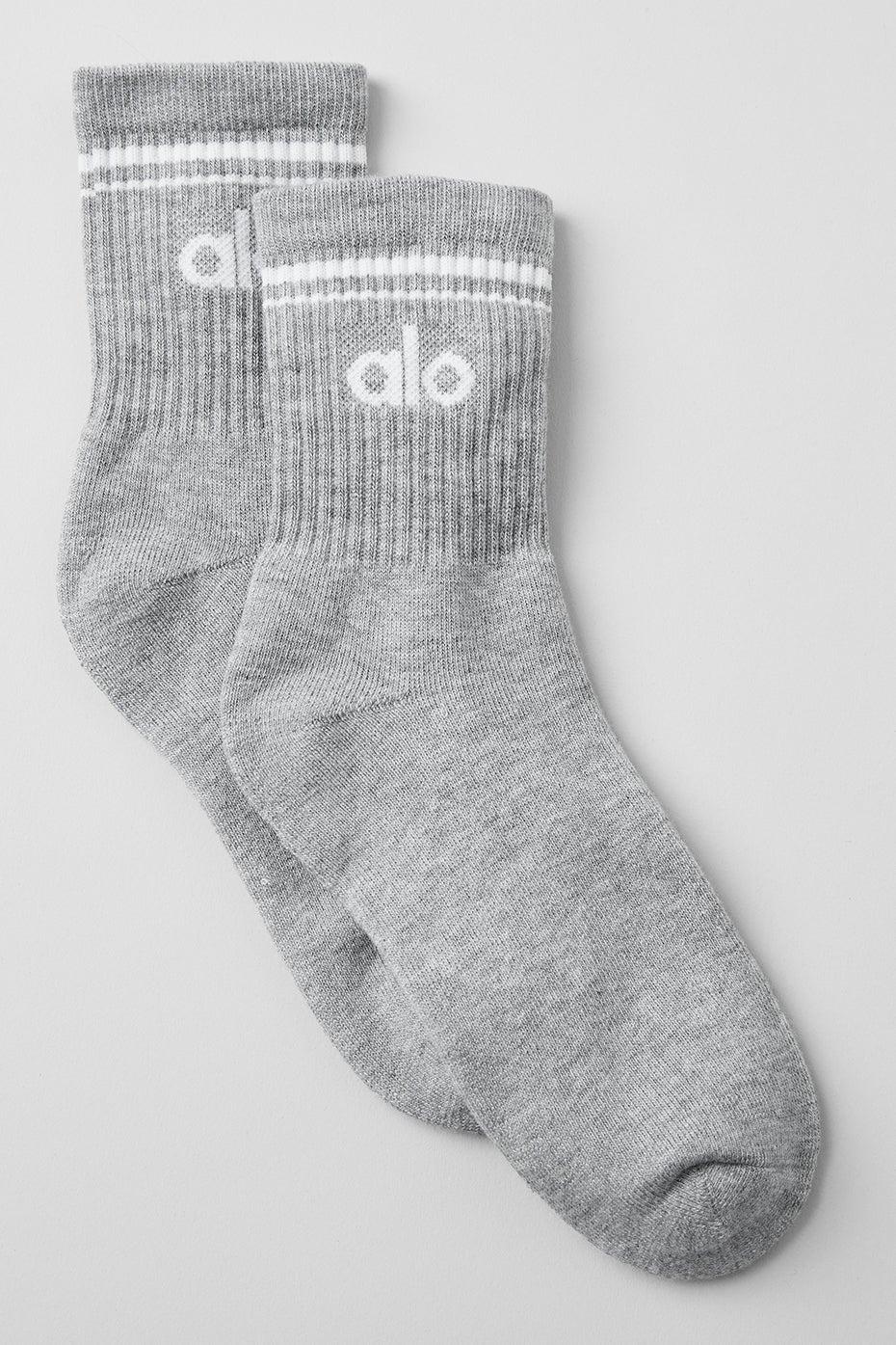 Chaussettes rétro mi-mollet - Unisexe - Gris chiné/blanc
