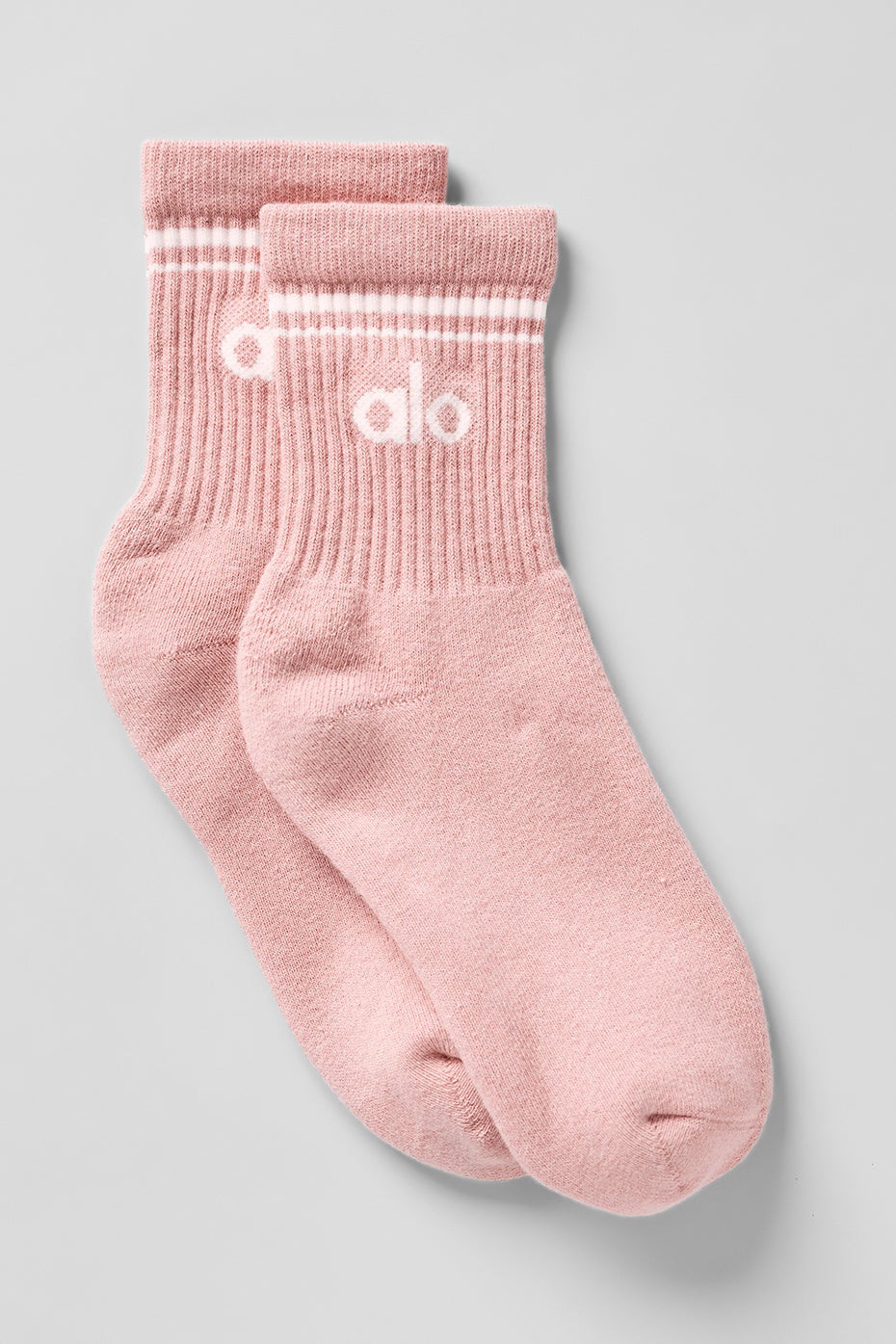 Chaussette rétro mi-mollet - Unisexe - Quartz rose/blanc