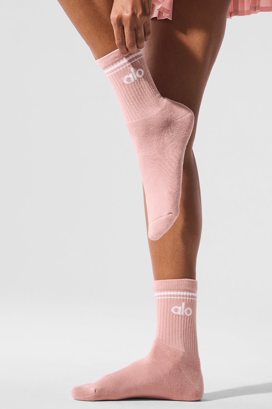 Chaussette rétro mi-mollet - Unisexe - Quartz rose/blanc