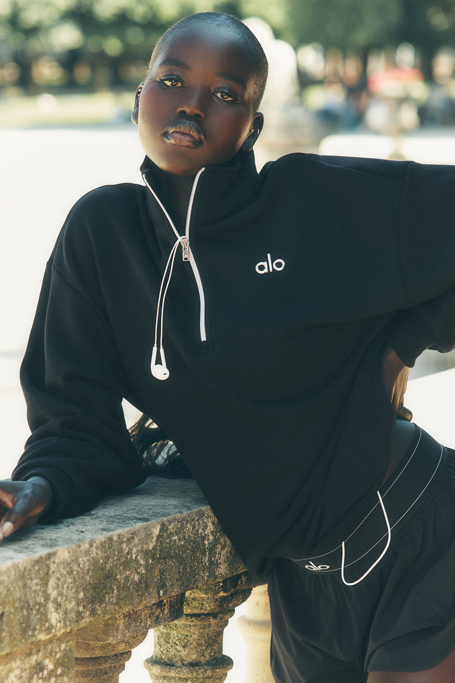 Pull Zippé en Laine ALO-Femme