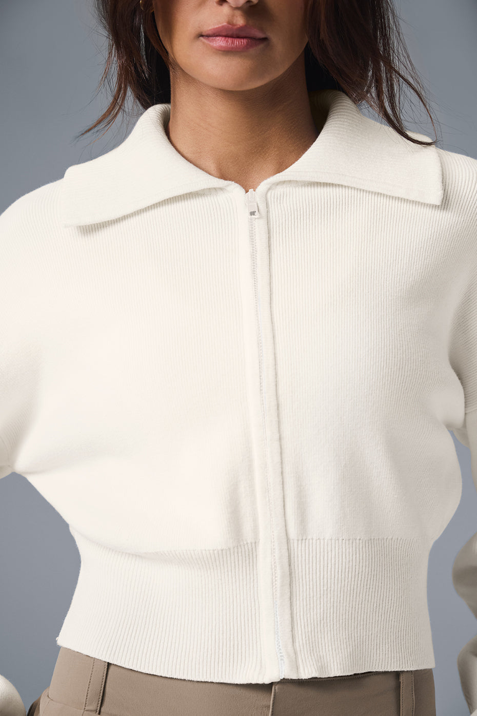 Veste courte en tricot Scholar à fermeture éclair intégrale
