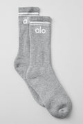 Chaussette rétro unisexe  - Gris chiné/blanc
