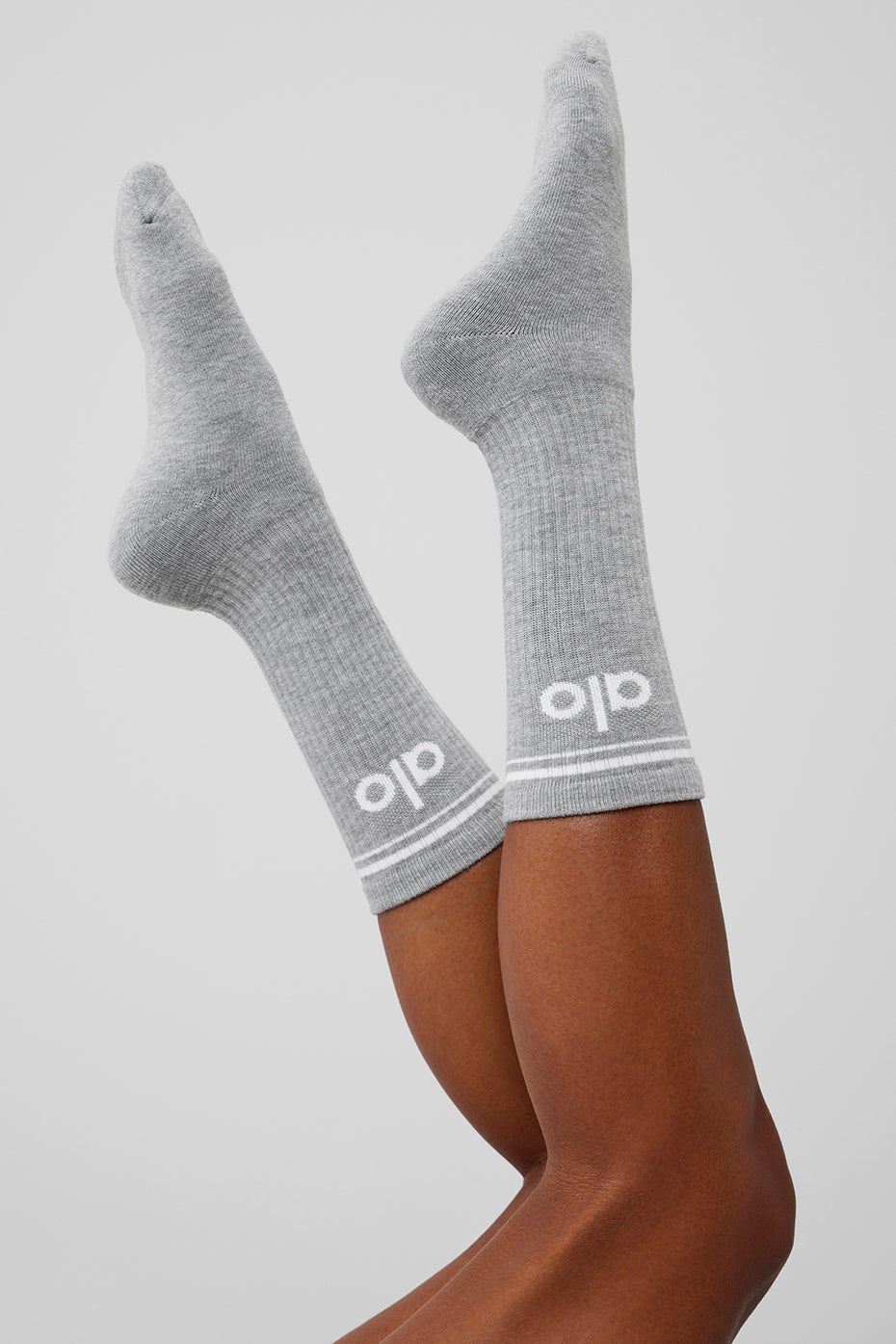 Chaussette rétro unisexe  - Gris chiné/blanc