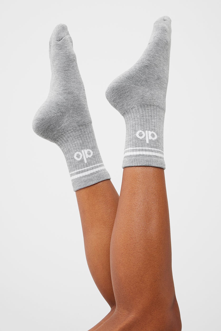 Chaussettes rétro mi-mollet  - Unisexe - Gris chiné/blanc