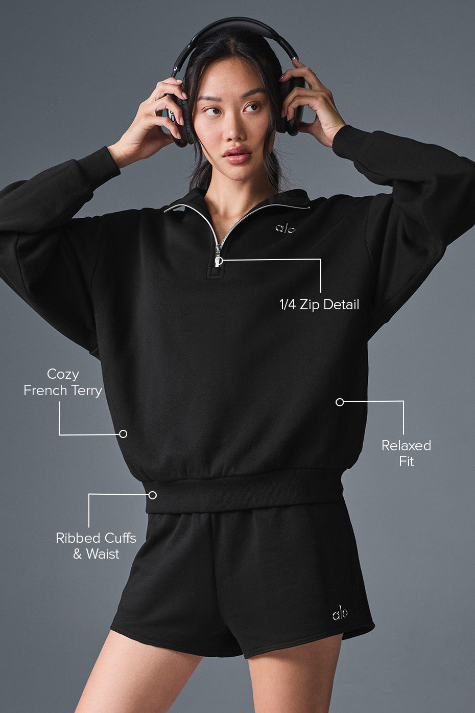 Pull Zippé en Laine ALO-Femme