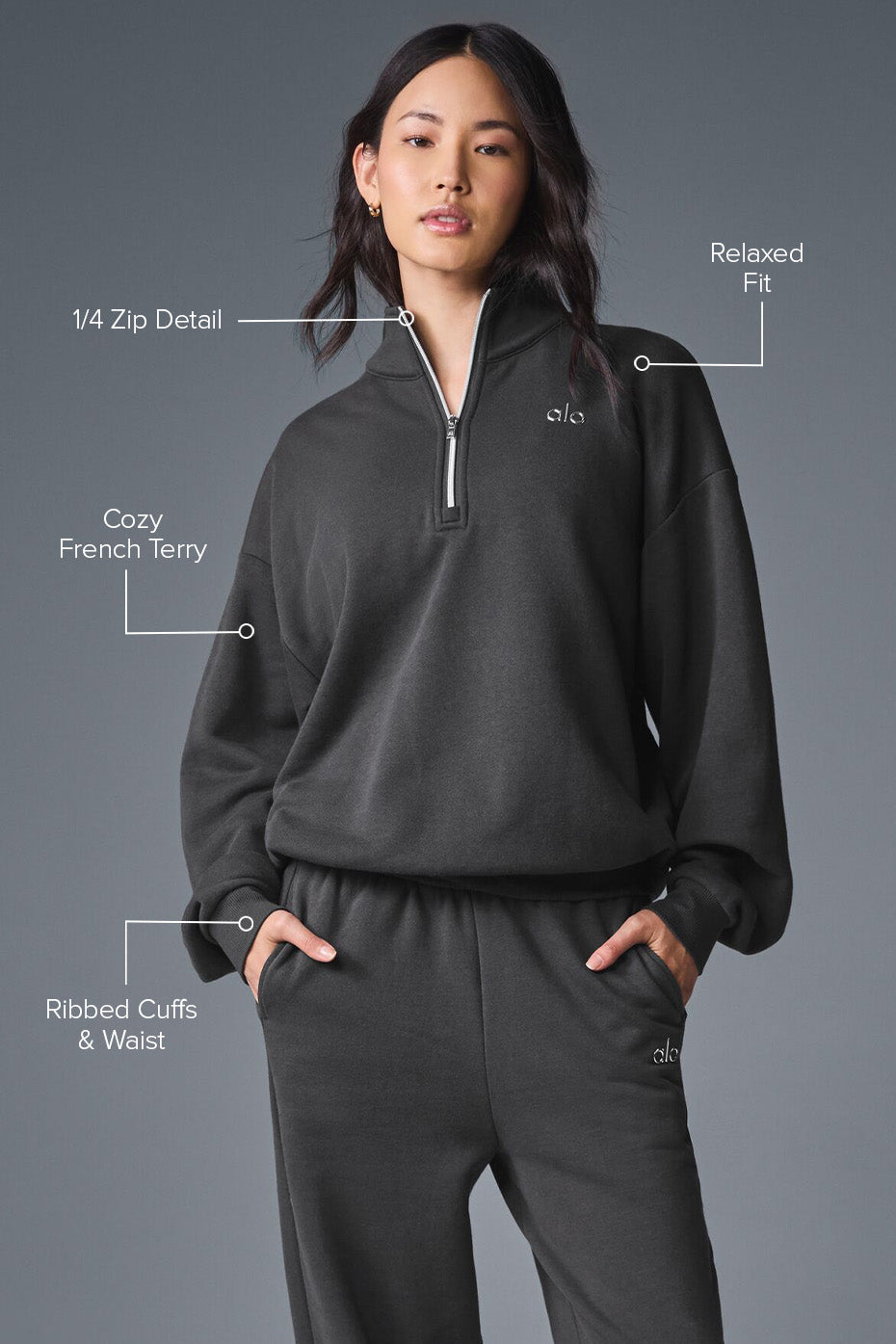 Pull Zippé en Laine ALO-Femme